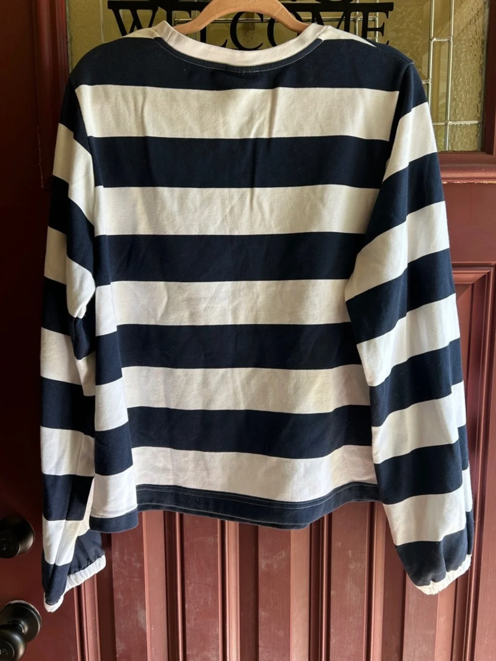 Striped Navy and White Long Sleeve Top - Picture 2 of 3